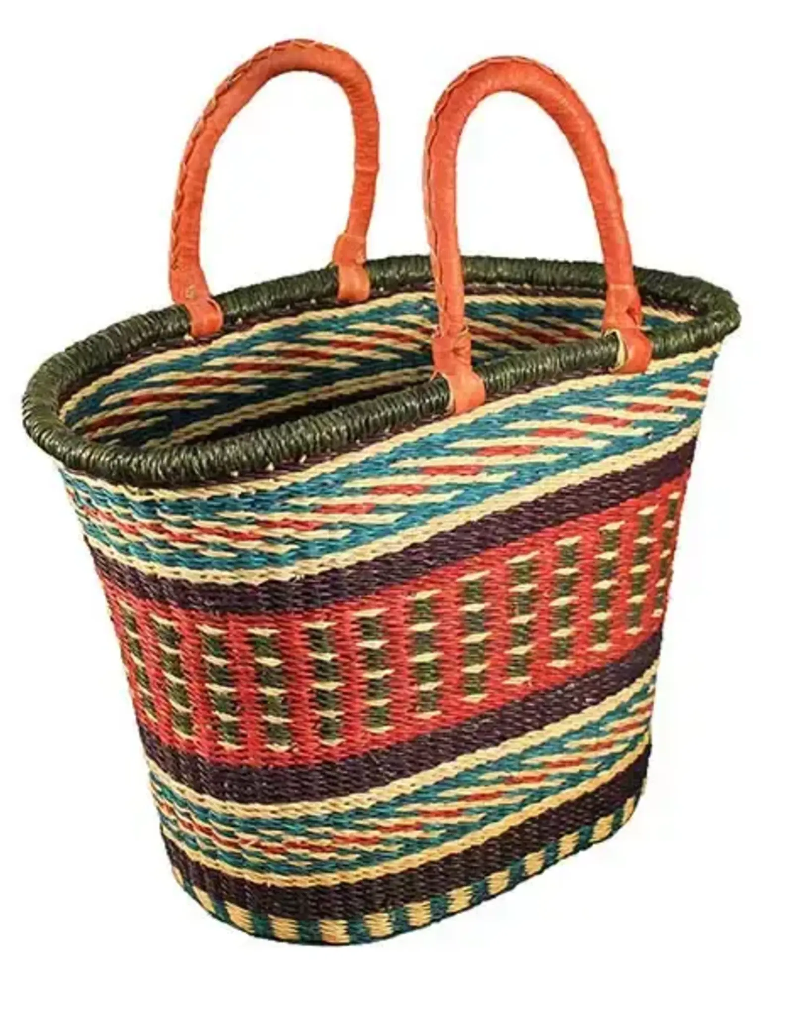 African Market Baskets V-Shaped Oval Bolga Basket (Assorted Colors)