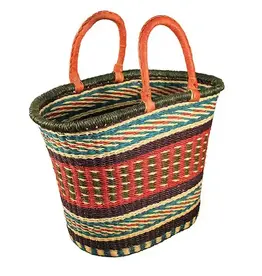 African Market Baskets V-Shaped Oval Bolga Basket (Assorted Colors)