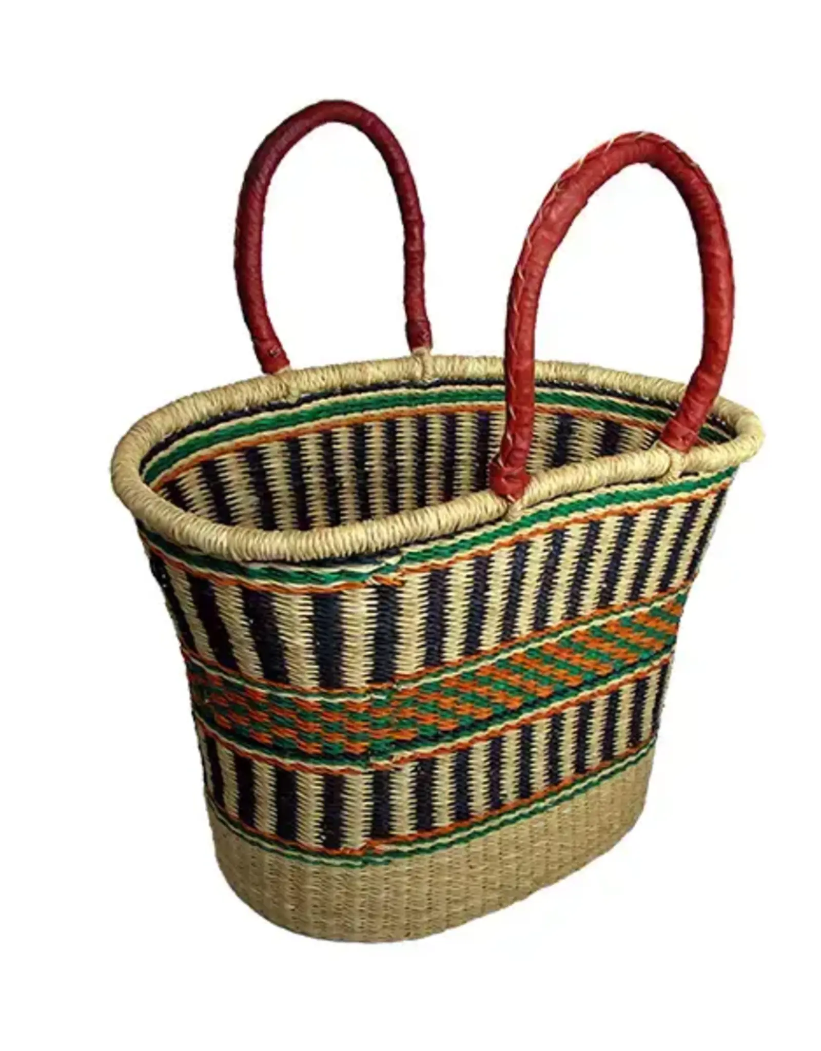 African Market Baskets V-Shaped Oval Bolga Basket (Assorted Colors)