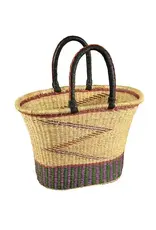 African Market Baskets V-Shaped Oval Bolga Basket (Assorted Colors)