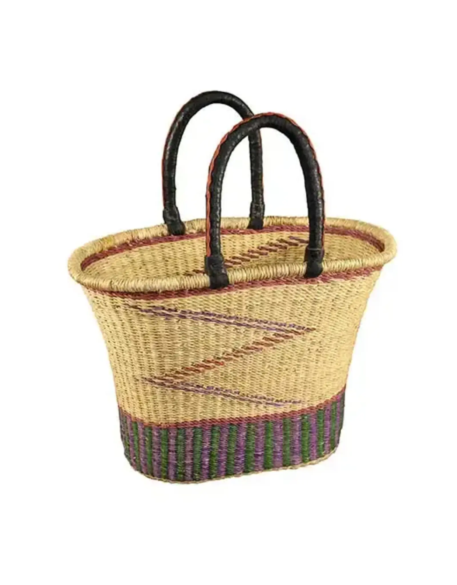 African Market Baskets V-Shaped Oval Bolga Basket (Assorted Colors)