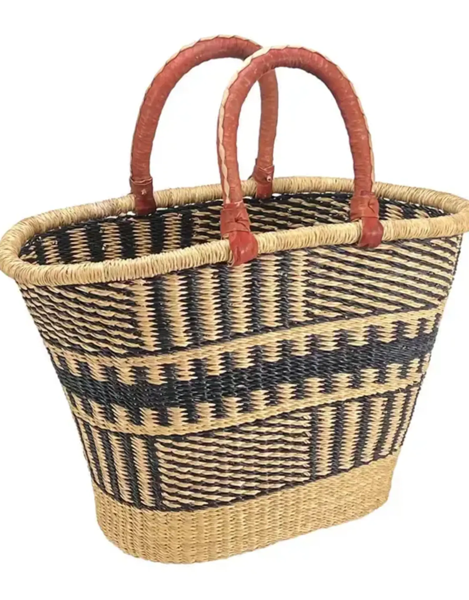 African Market Baskets V-Shaped Oval Bolga Basket (Neutral)