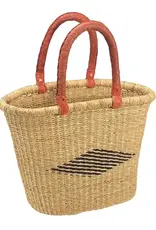 African Market Baskets V-Shaped Oval Bolga Basket (Neutral)