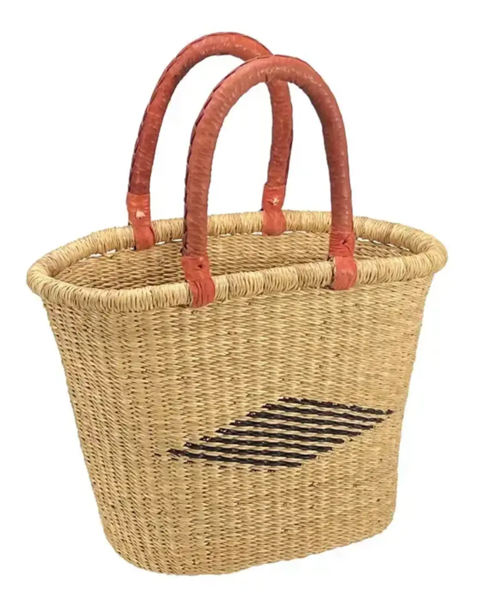 African Market Baskets V-Shaped Oval Bolga Basket (Neutral)