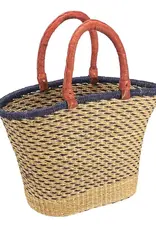 African Market Baskets V-Shaped Oval Bolga Basket (Neutral)