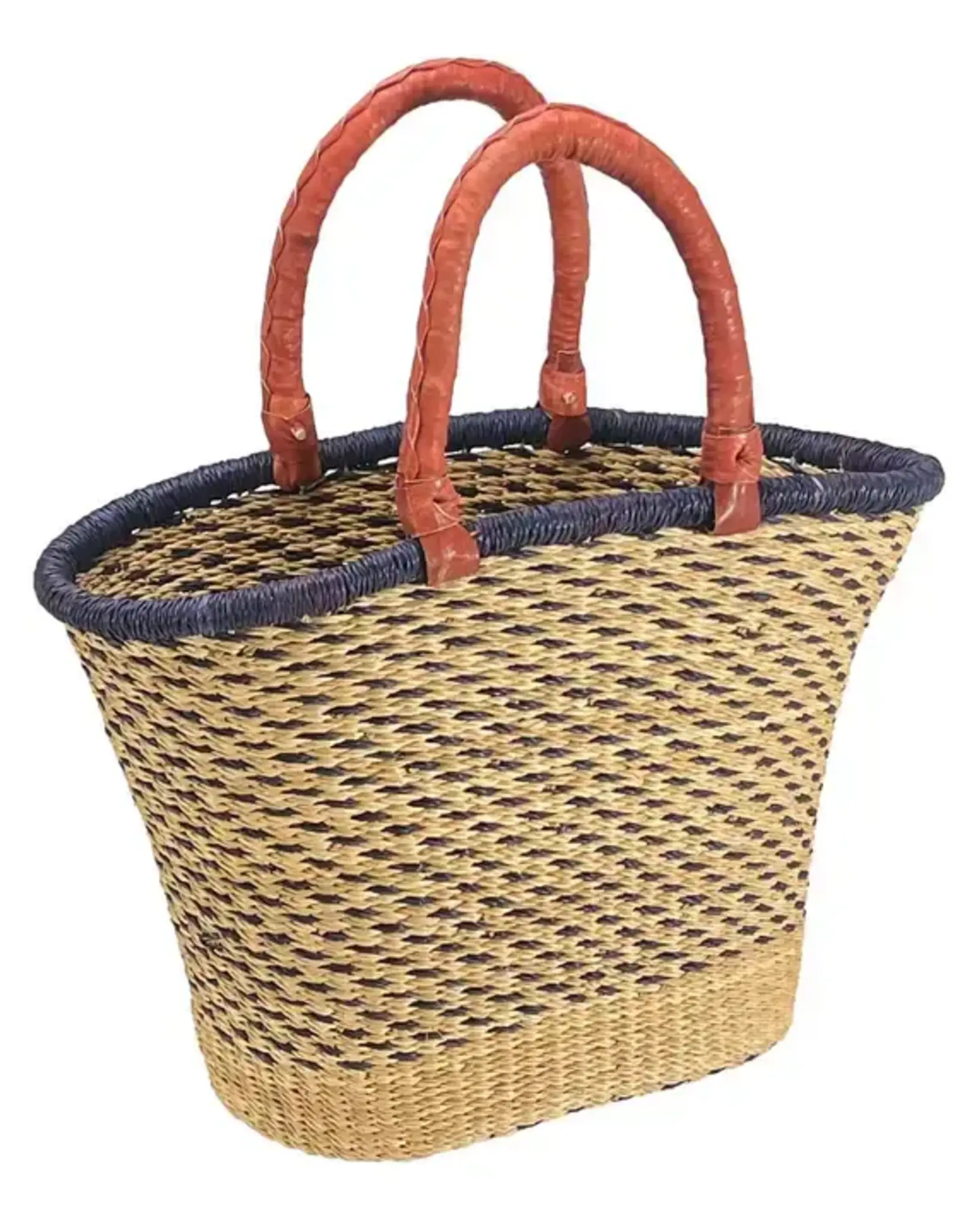 African Market Baskets V-Shaped Oval Bolga Basket (Neutral)
