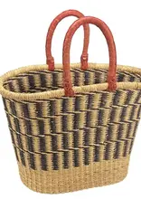 African Market Baskets V-Shaped Oval Bolga Basket (Neutral)