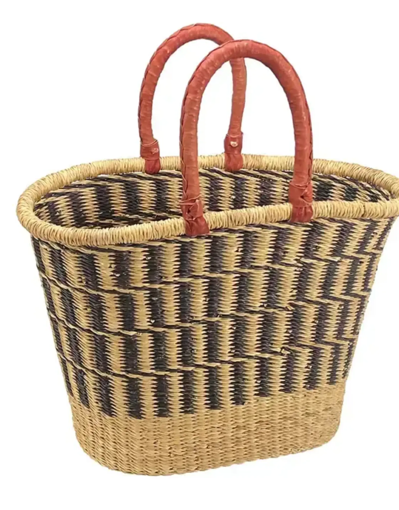 African Market Baskets V-Shaped Oval Bolga Basket (Neutral)