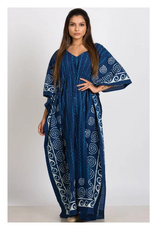 Sevya Handmade Spiral Block-Printed Caftans - Indigo