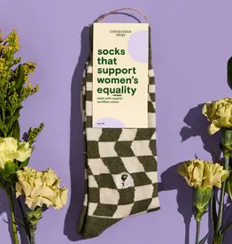 Conscious Step Socks for Women's Equality (Green Checkered)