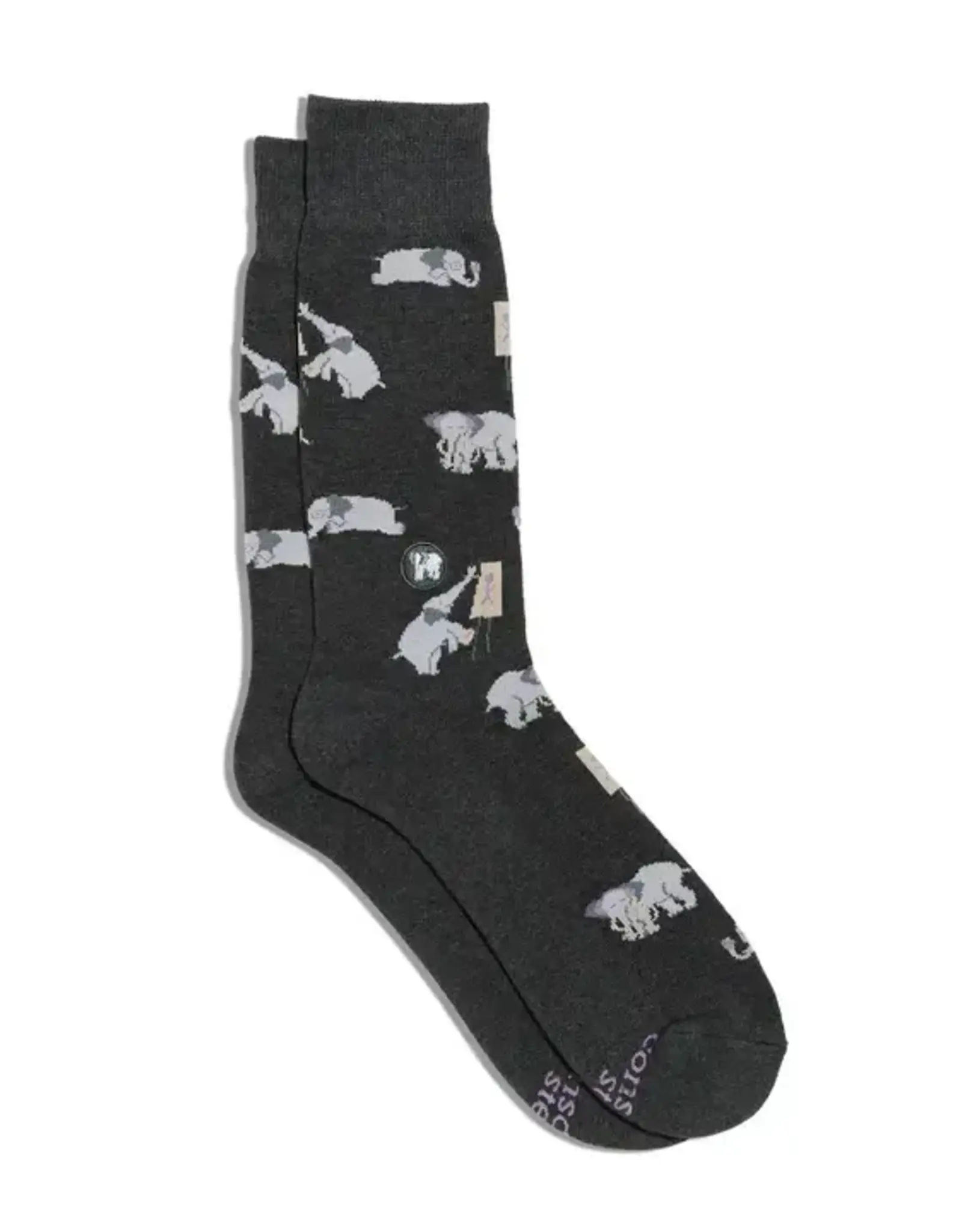 Conscious Step Socks that Support Mental Health (Gray Elephants)