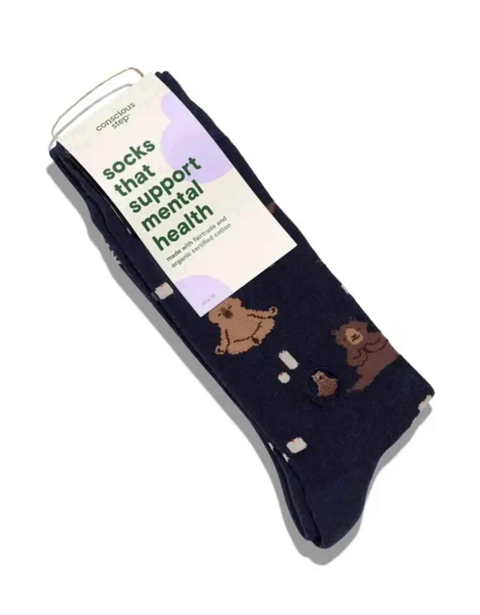 Conscious Step Socks that Support Mental Health (Navy Bears)
