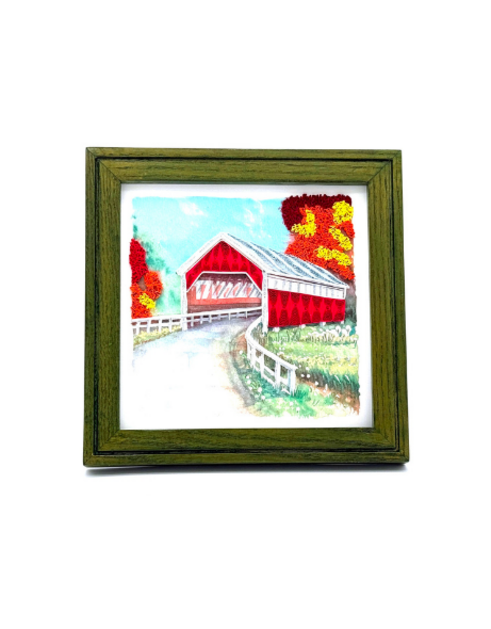 Bunyaad Pakistan Green Oak Etched Wood Frame - 6"x6"