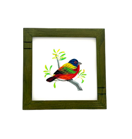 Bunyaad Pakistan Green Oak Striped Wood Frame - 6"x6"