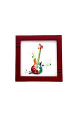 Bunyaad Pakistan Red  Stained Oak Striped Wood Frame - 6"x6"