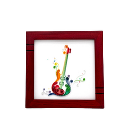 Bunyaad Pakistan Red  Stained Oak Striped Wood Frame - 6"x6"
