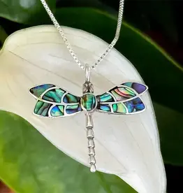 Women's Peace Collection Abalone Dragonfly Necklace - Sterling Silver