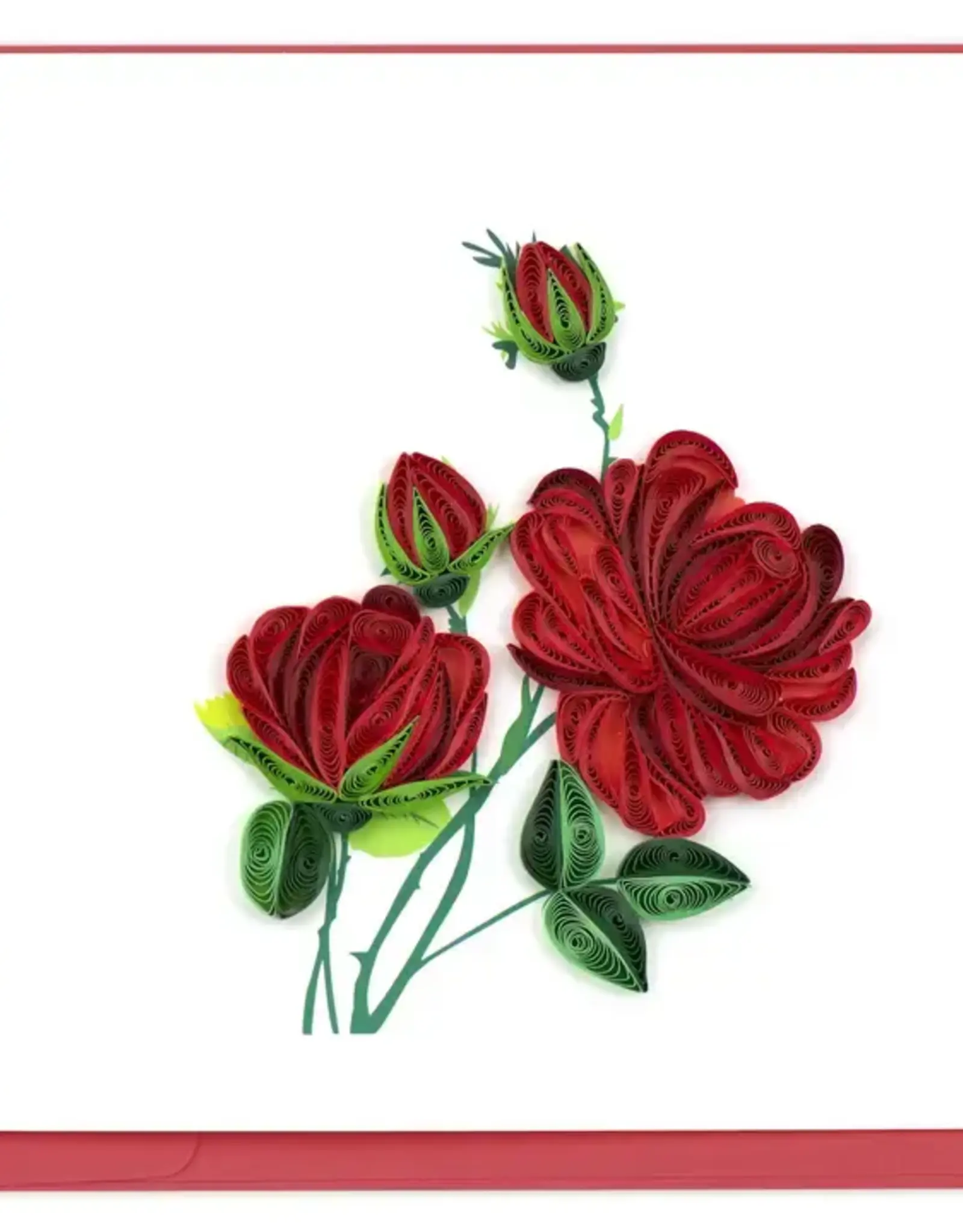 Quilling Card Red Roses Everyday Greeting Card