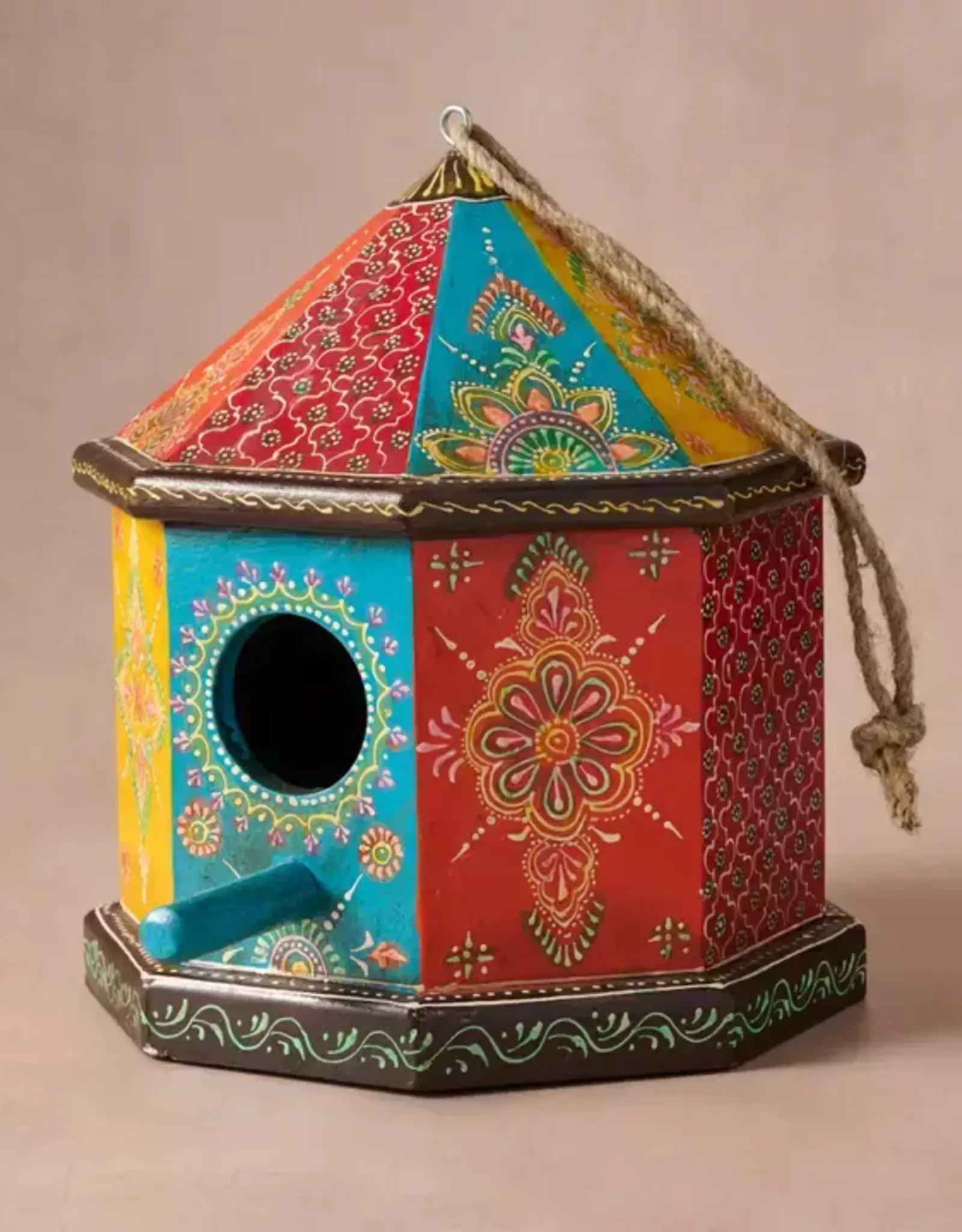 Ten Thousand Villages Sarkas Hand Painted Birdhouse with Perch