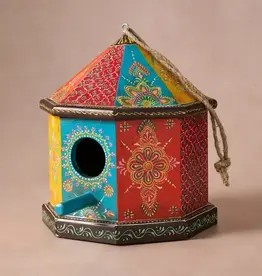 Ten Thousand Villages Sarkas Hand Painted Birdhouse with Perch