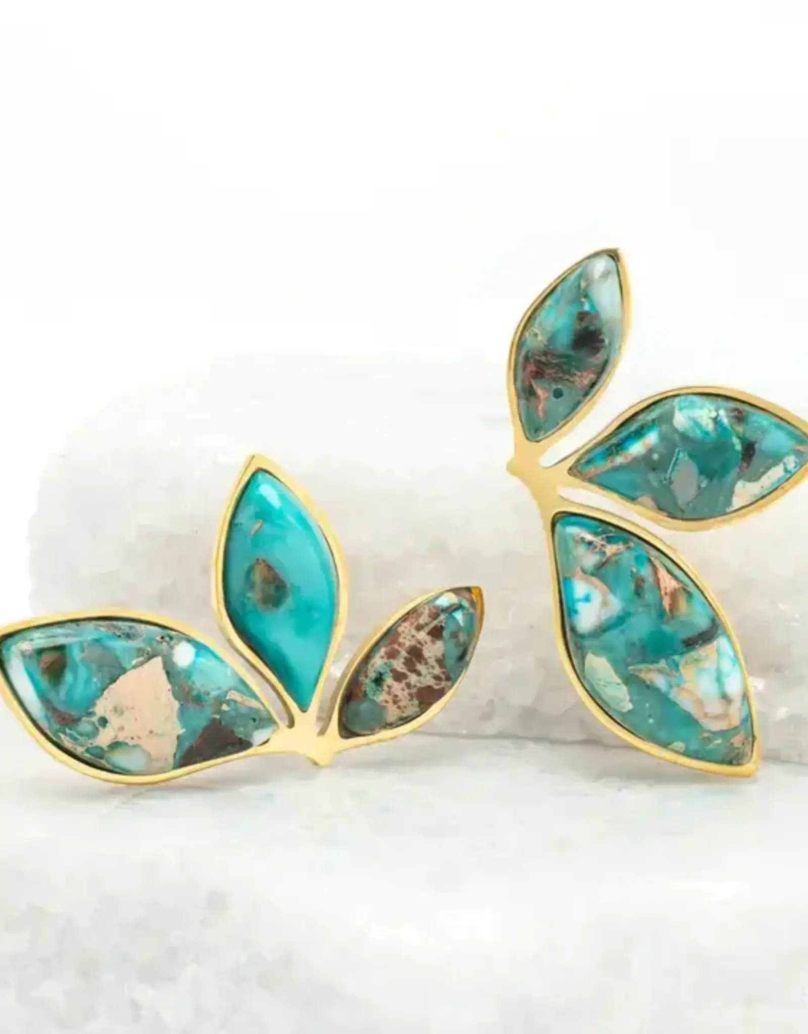 Starfish Project Coastal Leaf Emperor Stone Earrings