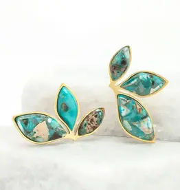 Starfish Project Coastal Leaf Emperor Stone Earrings