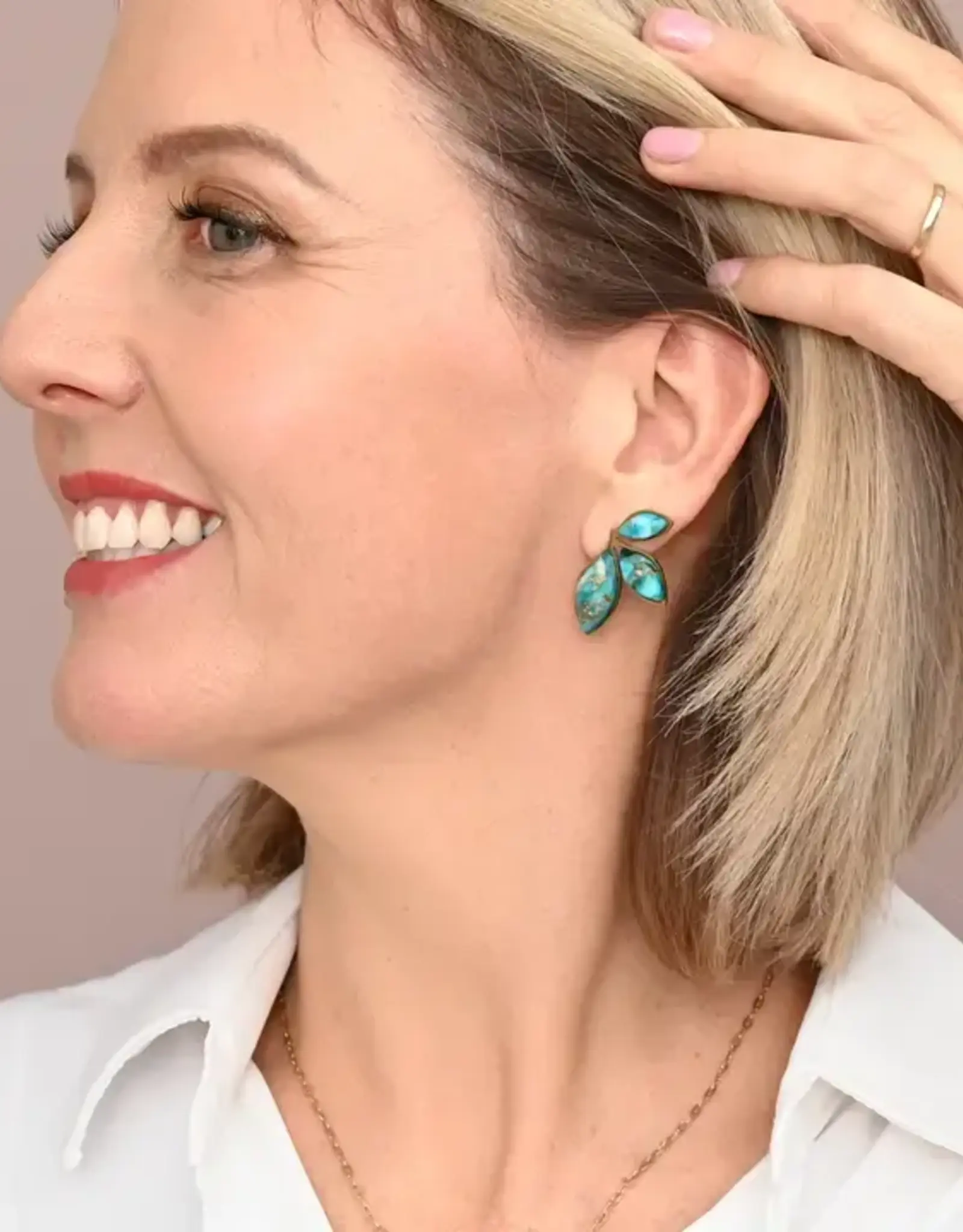 Starfish Project Coastal Leaf Emperor Stone Earrings
