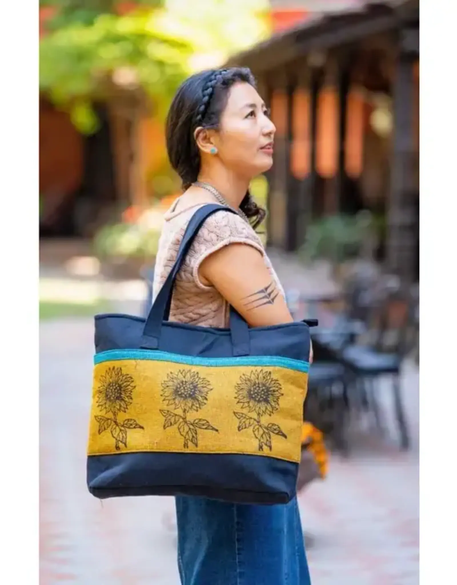 Ganesh Himal Large Cotton Tote Bag, Handcrafted Blockprint