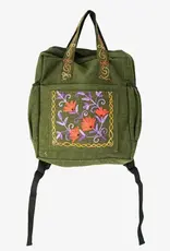 Ganesh Himal Handcrafted Embroidered Heavy Cotton Backpack W Handles