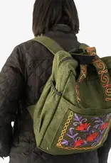 Ganesh Himal Handcrafted Embroidered Heavy Cotton Backpack W Handles