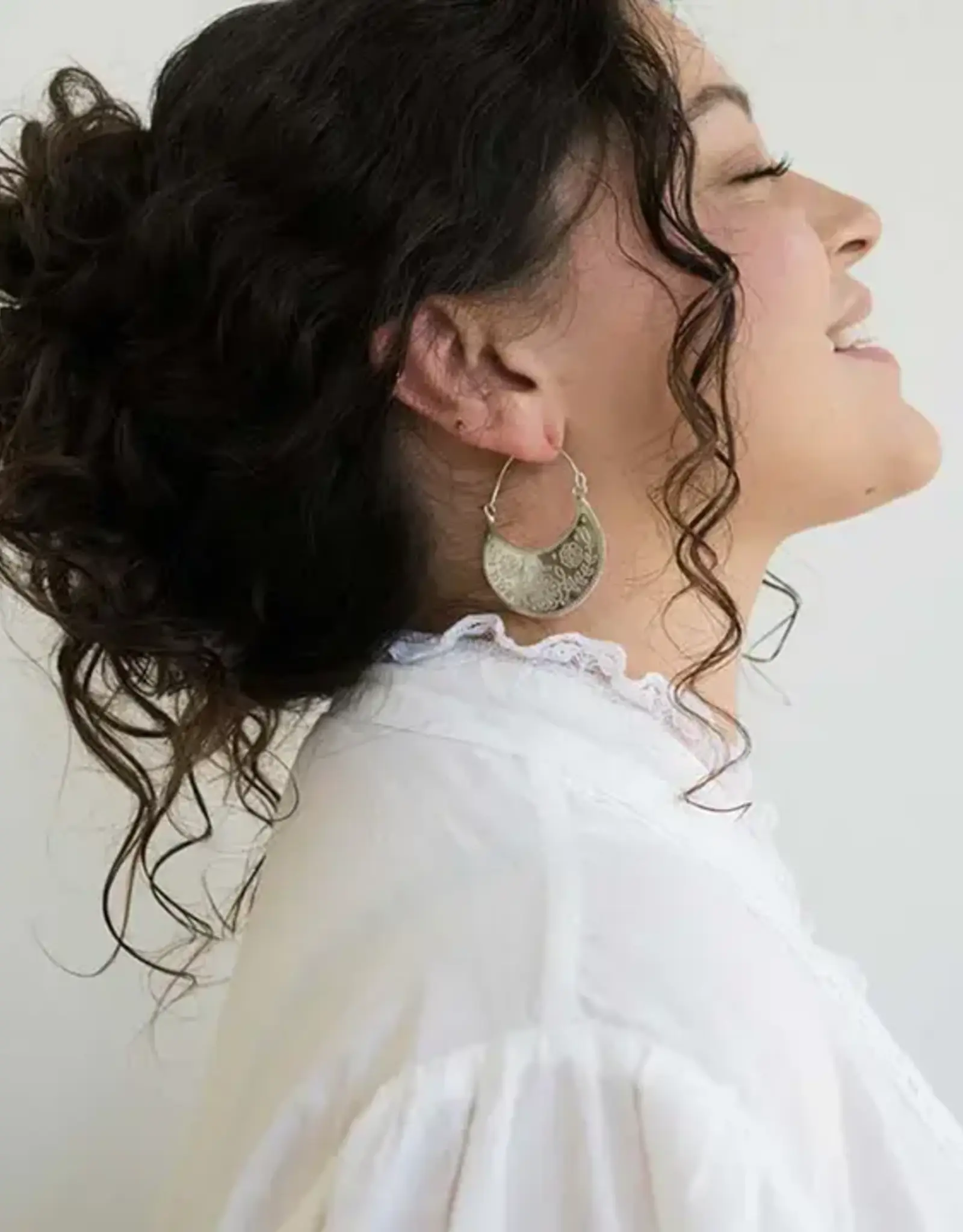 Matr Boomie Haveli Etched Hoop Earring