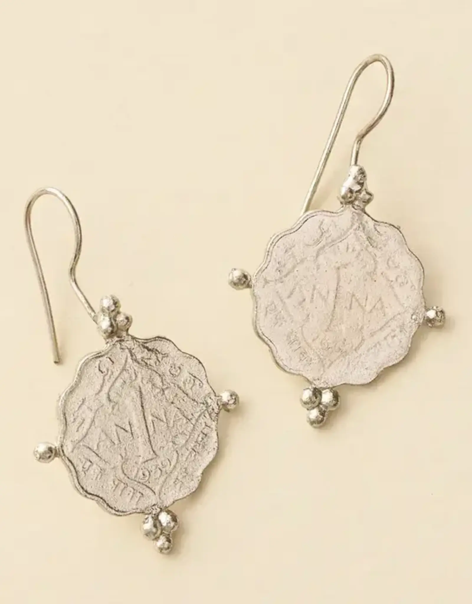 Matr Boomie Sikka Silver Coin Drop Earrings