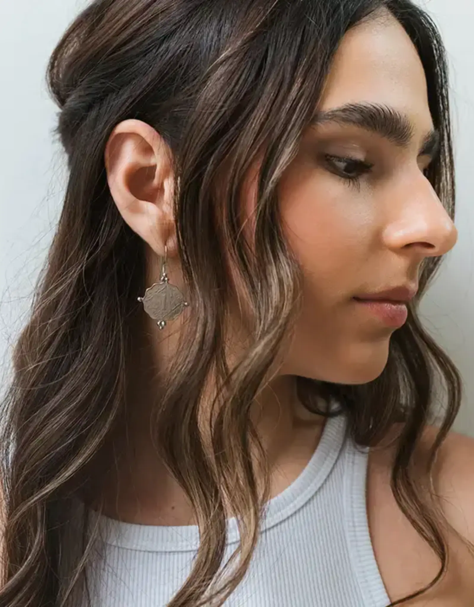 Matr Boomie Sikka Silver Coin Drop Earrings