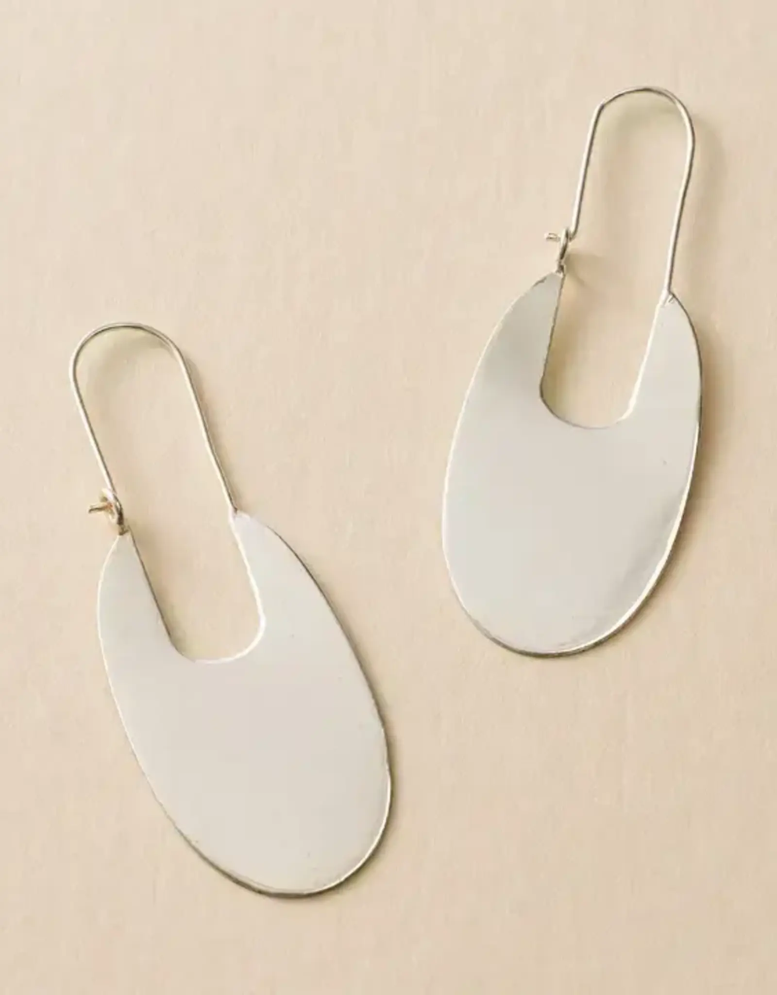 Matr Boomie Bhavani Elongated Silver Hoop Earrings