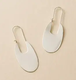 Matr Boomie Bhavani Elongated Silver Hoop Earrings