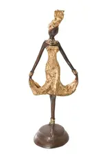 Swahili African Modern Momentum Burkina Bronze Sculpture in Gold