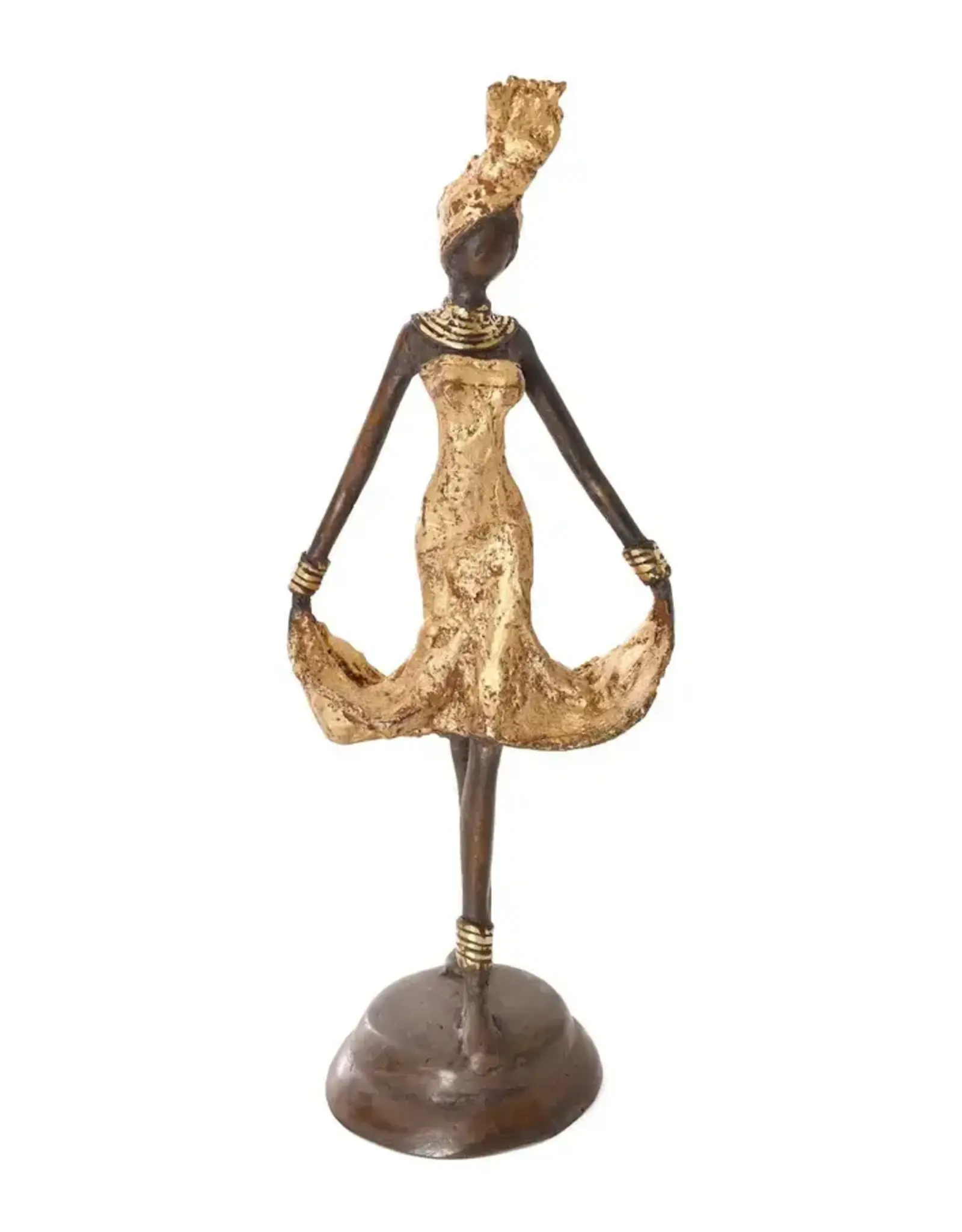 Swahili African Modern Momentum Burkina Bronze Sculpture in Gold