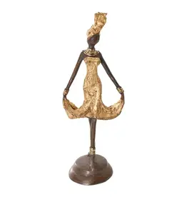 Swahili African Modern Momentum Burkina Bronze Sculpture in Gold