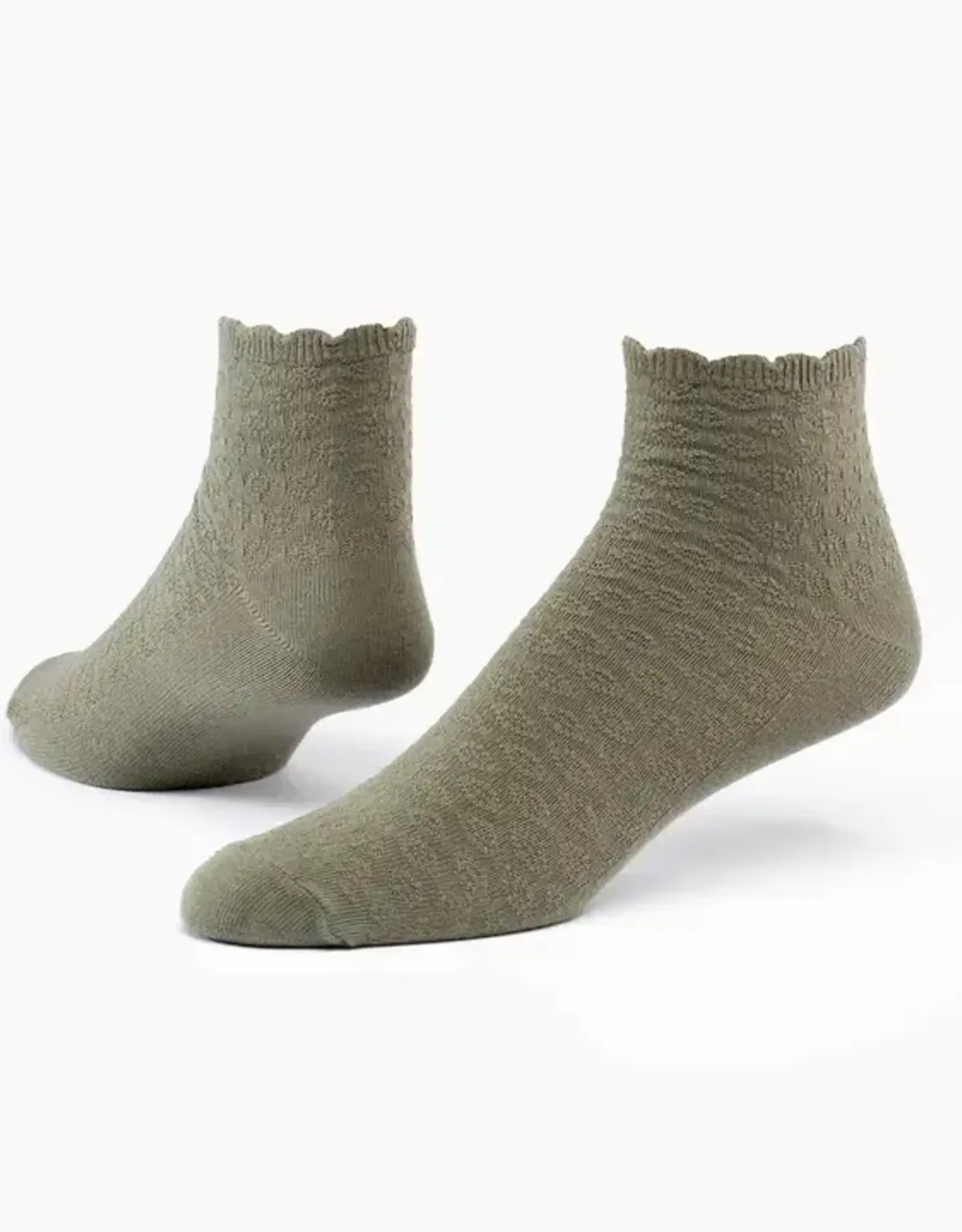 Maggie's Organics Organic Cotton Scallop Quarter Socks - Bay