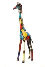 Swahili African Modern Colorful Recycled Oil Drum Giraffe Sculptures