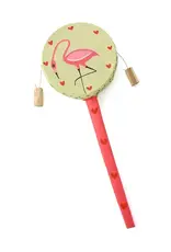 Swahili African Modern Double Sided Flamingo and Hearts Spin Drum