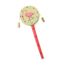 Swahili African Modern Double Sided Flamingo and Hearts Spin Drum