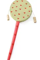Swahili African Modern Double Sided Flamingo and Hearts Spin Drum