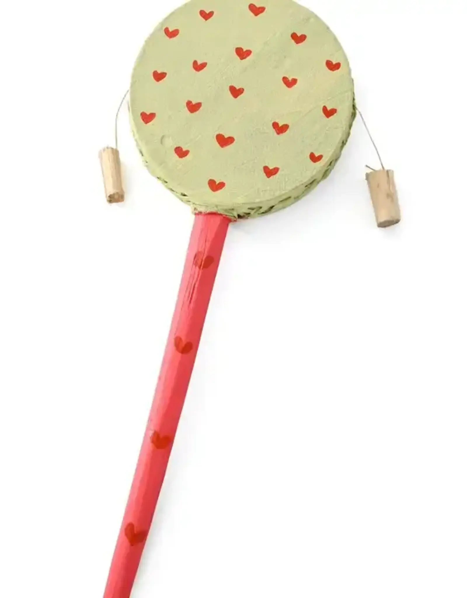 Swahili African Modern Double Sided Flamingo and Hearts Spin Drum