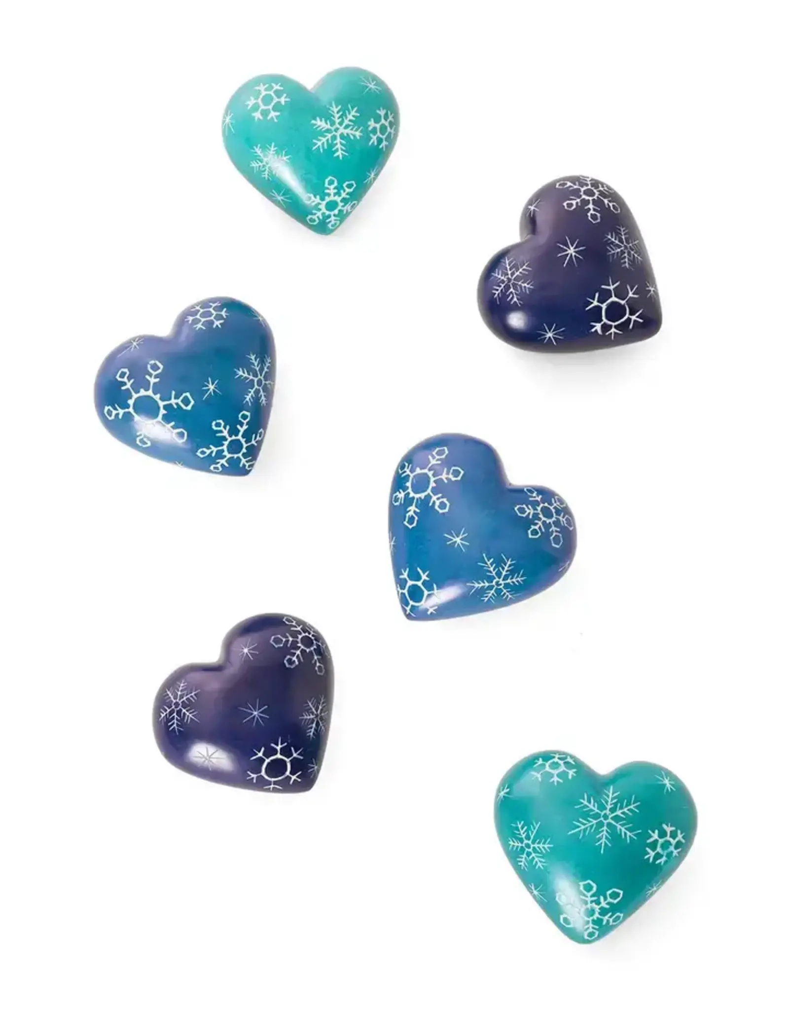 Swahili African Modern Winter Snowflake Soapstone Heart