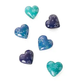 Swahili African Modern Winter Snowflake Soapstone Heart