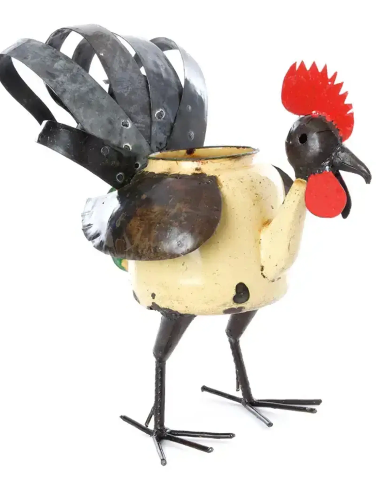 Swahili African Modern Recycled Teapot Rooster - Small