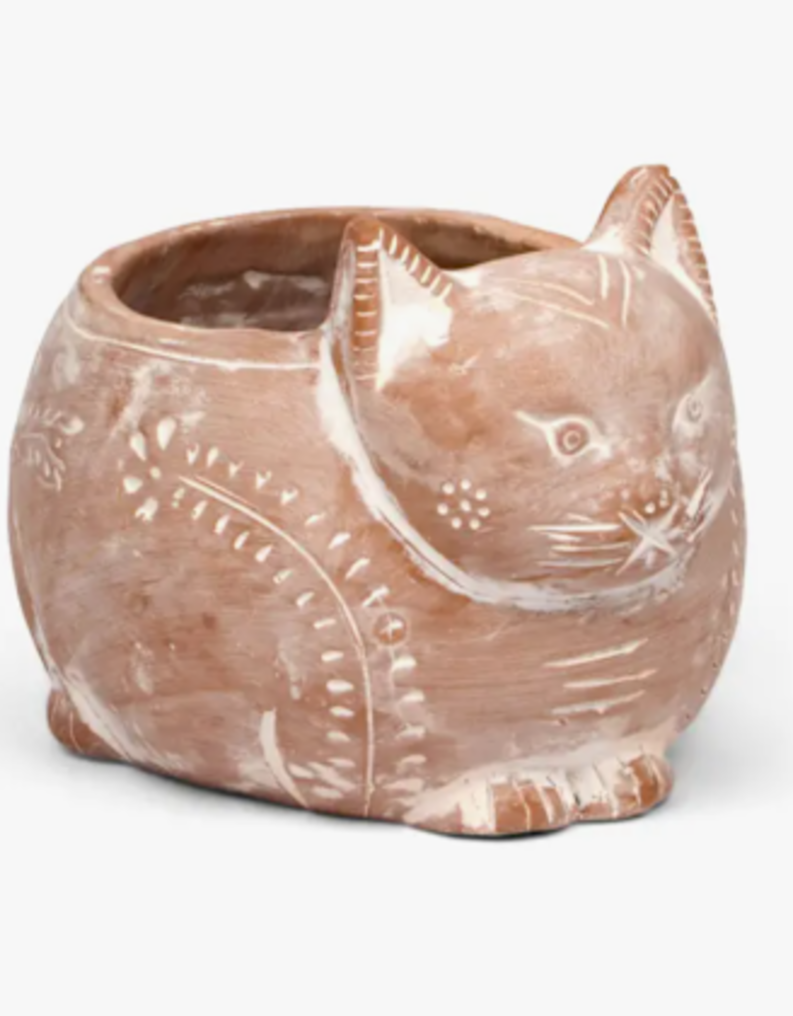Ten Thousand Villages Crouching Cat Planter
