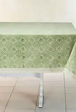 Sustainable Threads Hand Block Printed Cotton Tablecloth - Mosaic Sage 60" X 60"