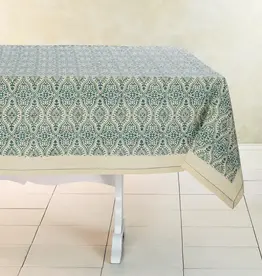 Sustainable Threads Hand Block Printed Cotton Tablecloth - Motifs Fog 60" X 60"